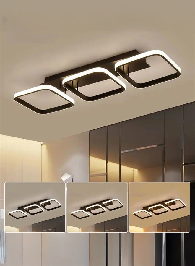 XiuWoo Minimalist Metal Ceiling Lamp LED Adjustable 3-Color Temperature Ceiling Light Fixture Nordic Entryway Flush Mount Ceiling Light for Living Room Bedroom Dining Room Kitchen Hallway Entry Foyer Pendant Lamp,Black - Image 1