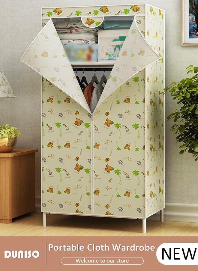 DUNISO Portable Wardrobe Clothes Storage Organizer, Non-Woven Fabric Wardrobe for Clothing,Simple Cloth Wardrobe Cabinet Large Capacity Foldable Clothes Wardrobe Closet - Image 1