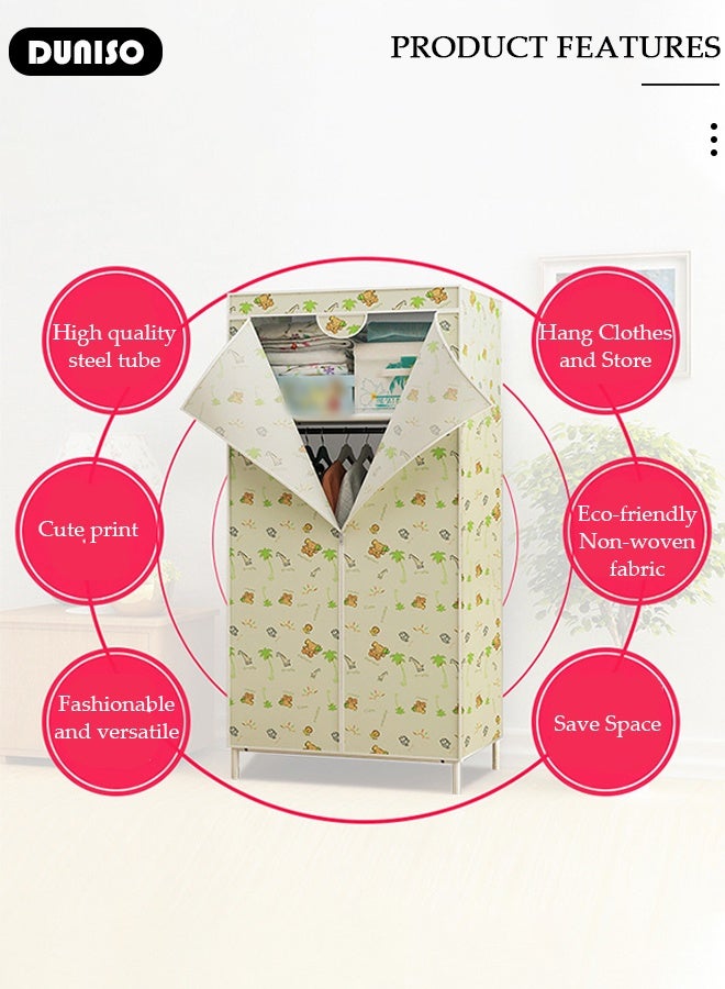 DUNISO Portable Wardrobe Clothes Storage Organizer, Non-Woven Fabric Wardrobe for Clothing,Simple Cloth Wardrobe Cabinet Large Capacity Foldable Clothes Wardrobe Closet - Image 2