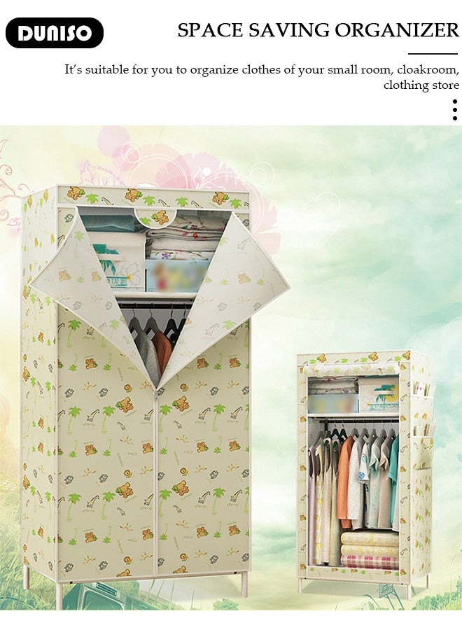 DUNISO Portable Wardrobe Clothes Storage Organizer, Non-Woven Fabric Wardrobe for Clothing,Simple Cloth Wardrobe Cabinet Large Capacity Foldable Clothes Wardrobe Closet - Image 5