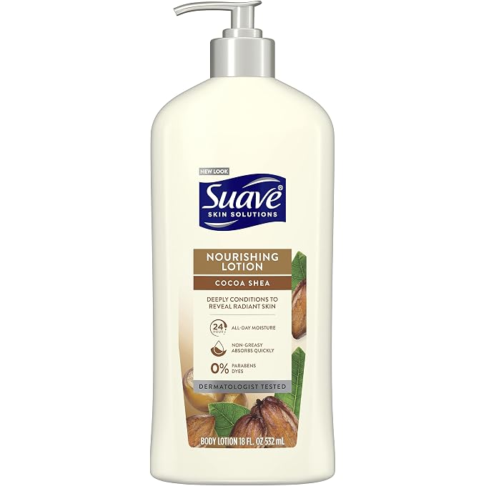 Suave Skin Solutions Body Lotion, Cocoa Butter & Shea, 18 oz - Image 1