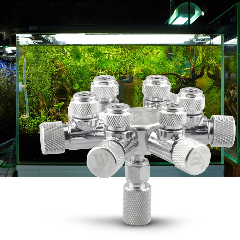 Aquarium Tank CO2 Splitter Regulator Distributor Needle Fine Adjusting Valve for CO2 Regulator with 6 Way Outlets - Image 1