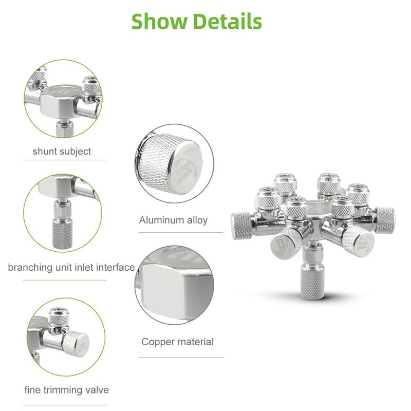 Aquarium Tank CO2 Splitter Regulator Distributor Needle Fine Adjusting Valve for CO2 Regulator with 6 Way Outlets - Image 4