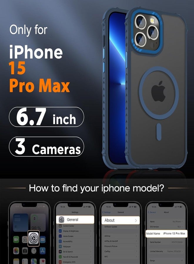 DEERLAMN Strong Magnetic Case for iPhone 15 Pro Max 6.7-Inch,[Compatible with Magsafe] Translucent Matte Slim Shockproof Protective Phone Cover for Women Men-Forest Blue - Image 2