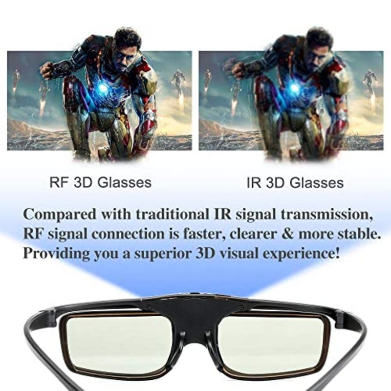 Rechargeable Active Shutter RF 3D Glasses, DELFINO RF 3D Glasses for Sony Epson Toshiba Sharp, Compatible with TDG-BT500A, SSG-5100GB, AN3DG40 - Image 5