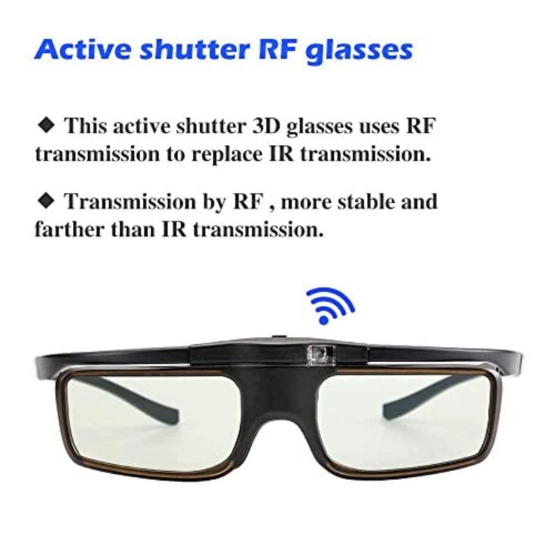 Rechargeable Active Shutter RF 3D Glasses, DELFINO RF 3D Glasses for Sony Epson Toshiba Sharp, Compatible with TDG-BT500A, SSG-5100GB, AN3DG40 - Image 3