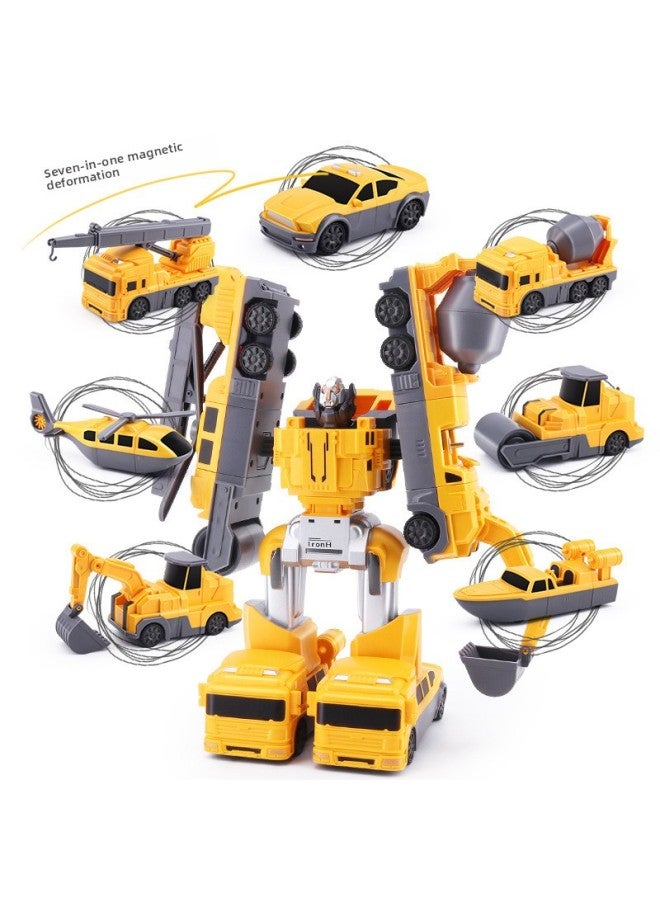 Children's Changeable Magnetic Assembling Engineering Vehicle Puzzle Building Block Robot Magnetic Splicing Car Toy Boy Gift-Color:Magnetic Building Block Engineering Vehicle 【34 Piece Set】 Storage Barrel - Image 4