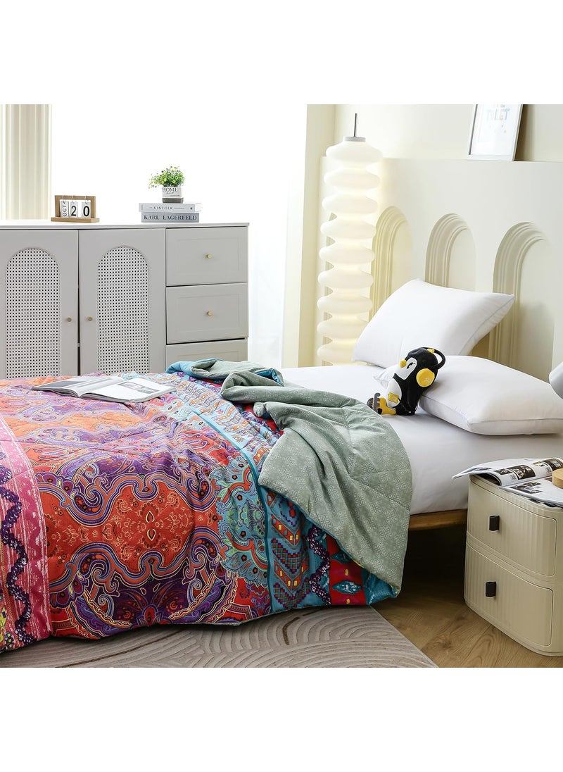 Story@Home Story@Home Double Bed Reversible Comforter | Motif Pattern | 240 GSM Microfiber Comforter | 225 x 235 cm, Purple & Orange | Comforters Double Bed Quilt Blanket - AC Comforter for All Seasons  - Image 3