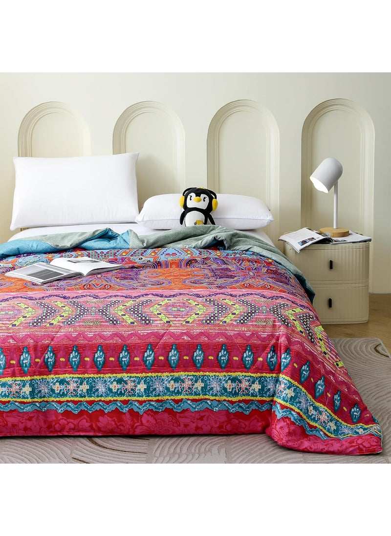 Story@Home Story@Home Double Bed Reversible Comforter | Motif Pattern | 240 GSM Microfiber Comforter | 225 x 235 cm, Purple & Orange | Comforters Double Bed Quilt Blanket - AC Comforter for All Seasons  - Image 4