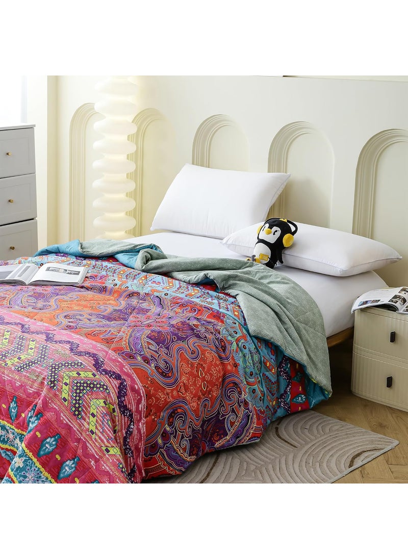 Story@Home Story@Home Double Bed Reversible Comforter | Motif Pattern | 240 GSM Microfiber Comforter | 225 x 235 cm, Purple & Orange | Comforters Double Bed Quilt Blanket - AC Comforter for All Seasons  - Image 2