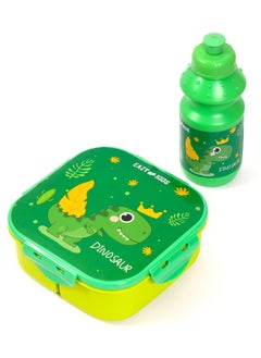 Eazy Kids Eazy Kids Lunch Box and Water Bottle With Bag-Dino Green  - Image 3
