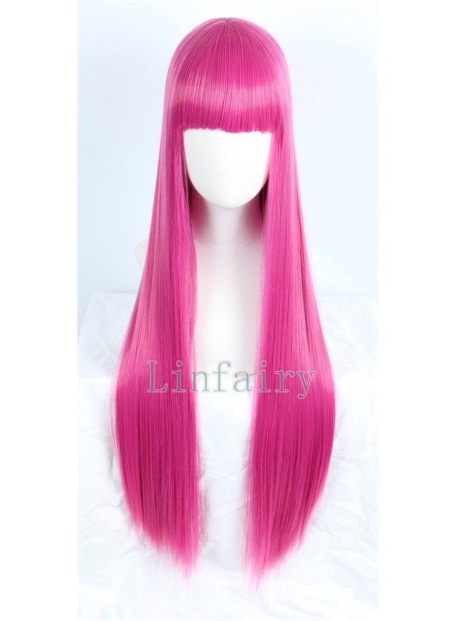 Linfairy Anime Hot Pink long Princess Wig Halloween Costume Cosplay Wig for Women 85CM - Image 4