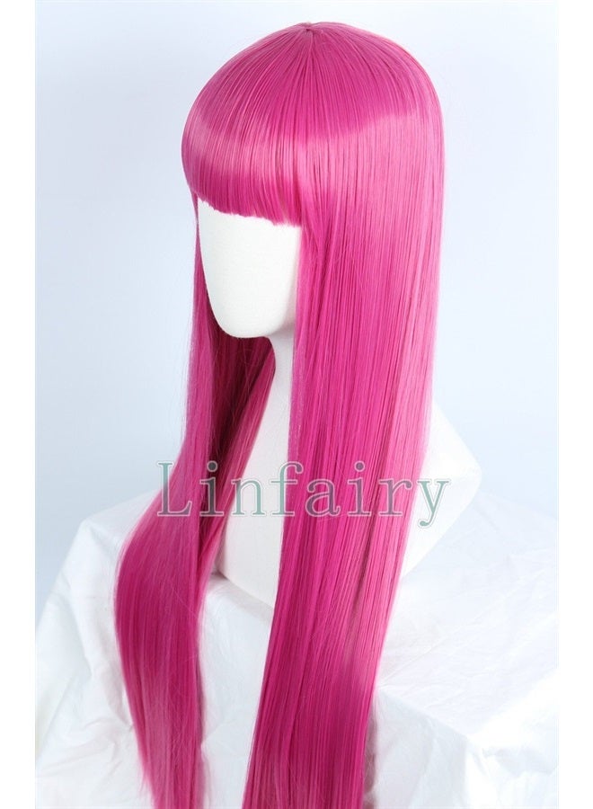 Linfairy Anime Hot Pink long Princess Wig Halloween Costume Cosplay Wig for Women 85CM - Image 5