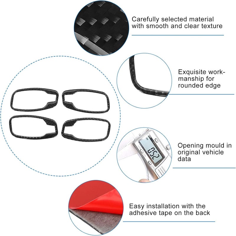 klarako Door Handle Panel Cover, 4pcs Interior Door Handle Cover Trim Soft Carbon Fiber Fit for 5 Series E60/E61 2006klarako 2010 - Image 2