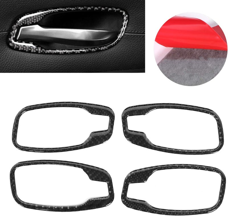 klarako Door Handle Panel Cover, 4pcs Interior Door Handle Cover Trim Soft Carbon Fiber Fit for 5 Series E60/E61 2006klarako 2010 - Image 5