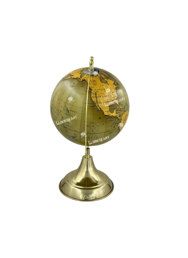Globeskart - Globeskart Educational/Antique Globe with Brass Antique Arc and Base/World Globe/Home Decor/Office Decor/Gift Item / 8 inches (Surahi) (Olive Green Gold) - Image 1