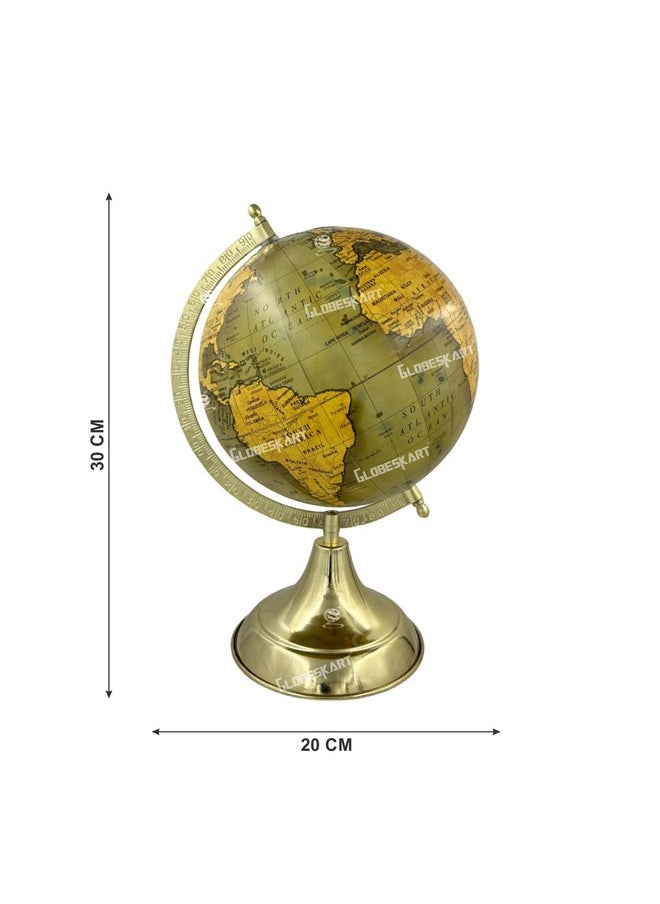 Globeskart - Globeskart Educational/Antique Globe with Brass Antique Arc and Base/World Globe/Home Decor/Office Decor/Gift Item / 8 inches (Surahi) (Olive Green Gold) - Image 1