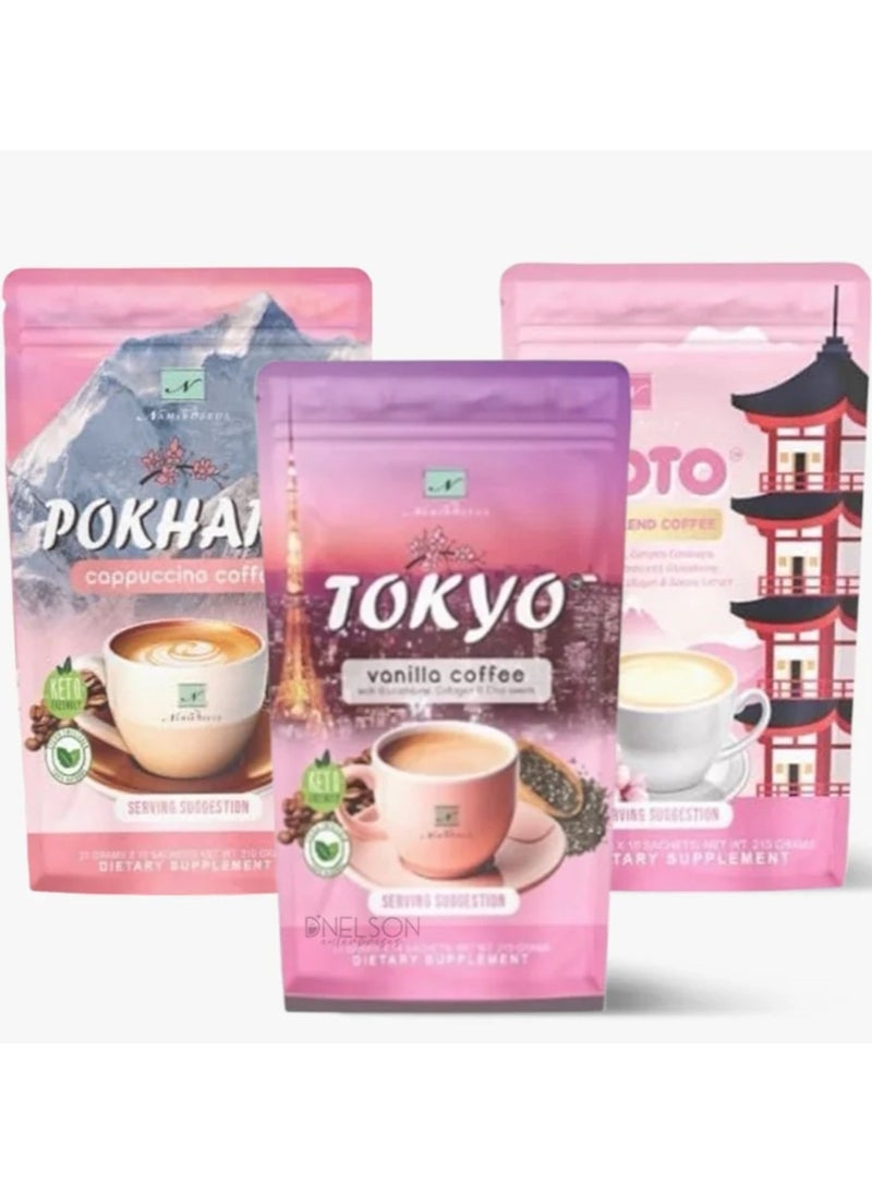 NAMIROSEUS Namiroseus Cofffee Bundle: TOKYO Vanilla, POKHARA Cappuccino & KYOTO Premium Coffee  - Image 1