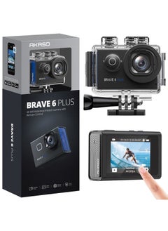 Akaso Brave 6 Plus Native 4K30FPS 20MP WiFi Action Camera with Touch Screen EIS 4X Zoom Voice Control Remote Control 131 Feet Underwater Camera with 2X 1350mAh Batteries and Helmet Accessories Kit  - Image 1