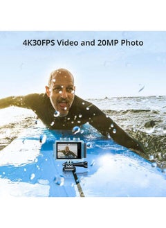 Akaso Brave 6 Plus Native 4K30FPS 20MP WiFi Action Camera with Touch Screen EIS 4X Zoom Voice Control Remote Control 131 Feet Underwater Camera with 2X 1350mAh Batteries and Helmet Accessories Kit  - Image 3