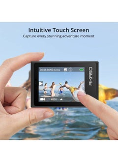 Akaso Brave 6 Plus Native 4K30FPS 20MP WiFi Action Camera with Touch Screen EIS 4X Zoom Voice Control Remote Control 131 Feet Underwater Camera with 2X 1350mAh Batteries and Helmet Accessories Kit  - Image 2