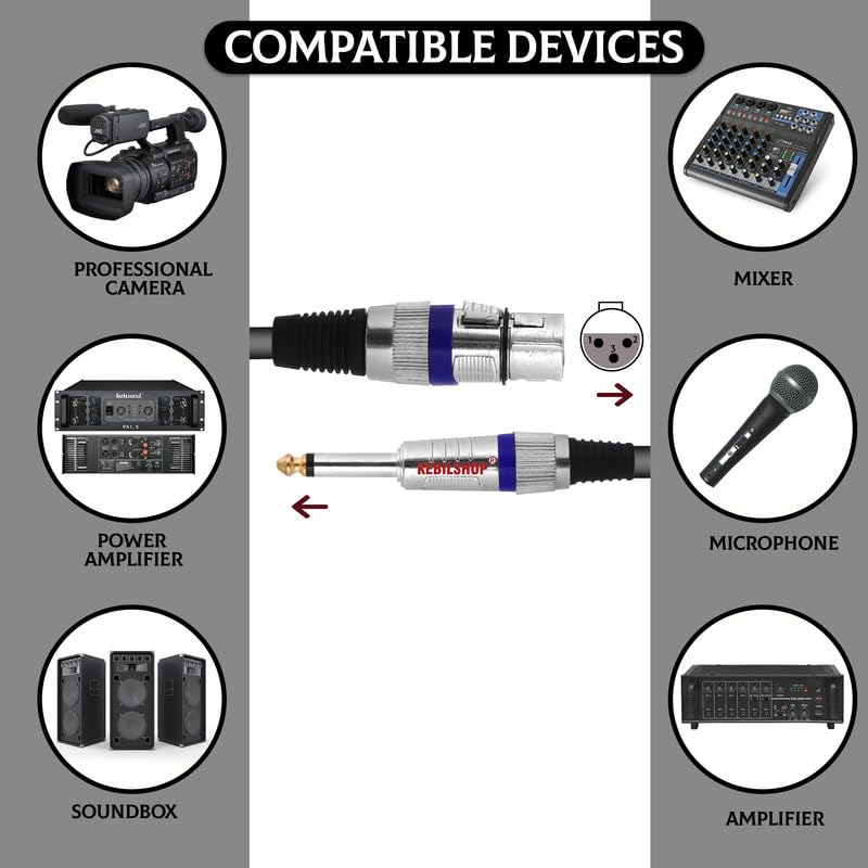 KEBILSHOP Mic Cable 6.35mm Jack Male To XLR 3PIN Female Cord Wire For Microphone/Guitar Cable 20 Meter.Black,1pc pack (20 Meter/65.61 feet) - Image 5