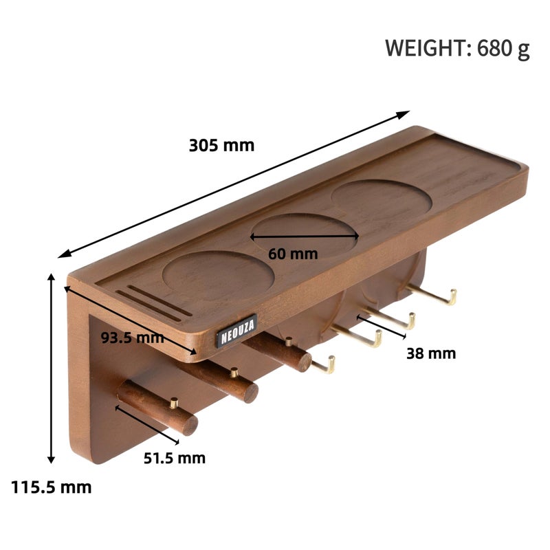NEOUZA Espresso Accessories Holder Station Wall Mounted Organizer for 51/53/58mm Coffee Tamper Distributor Portafilter Storage Shelf for Bar Home Office - Image 2