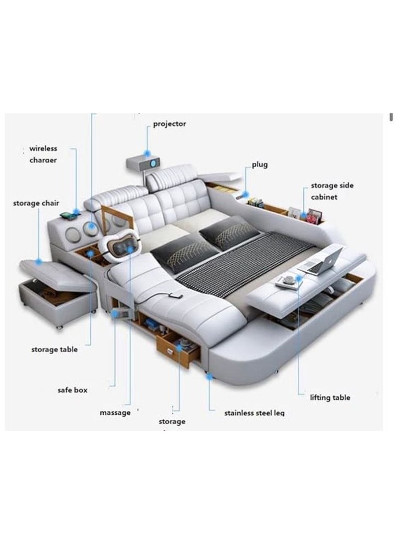 AWD Smart Bed Provided with Projector, Wireless Charging, Bluetooth Speaker, Stool, Small Dressing Table, Safe Box, Side Cabinet and Massage for Back and Neck. King Size Smart Bed.  - Image 2