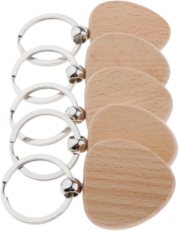 klarako 5x Wooden Blank Charms Pendants For Keychain Keyrings Phone Chain Decors Diy  Wood, heart 37x35mm - Image 4