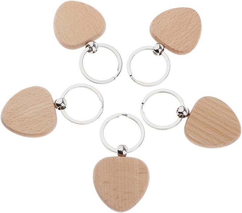 klarako 5x Wooden Blank Charms Pendants For Keychain Keyrings Phone Chain Decors Diy  Wood, heart 37x35mm - Image 3