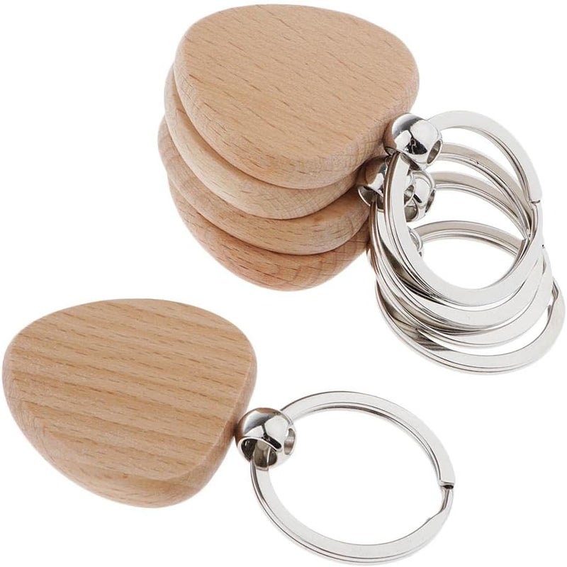 klarako 5x Wooden Blank Charms Pendants For Keychain Keyrings Phone Chain Decors Diy  Wood, heart 37x35mm - Image 1