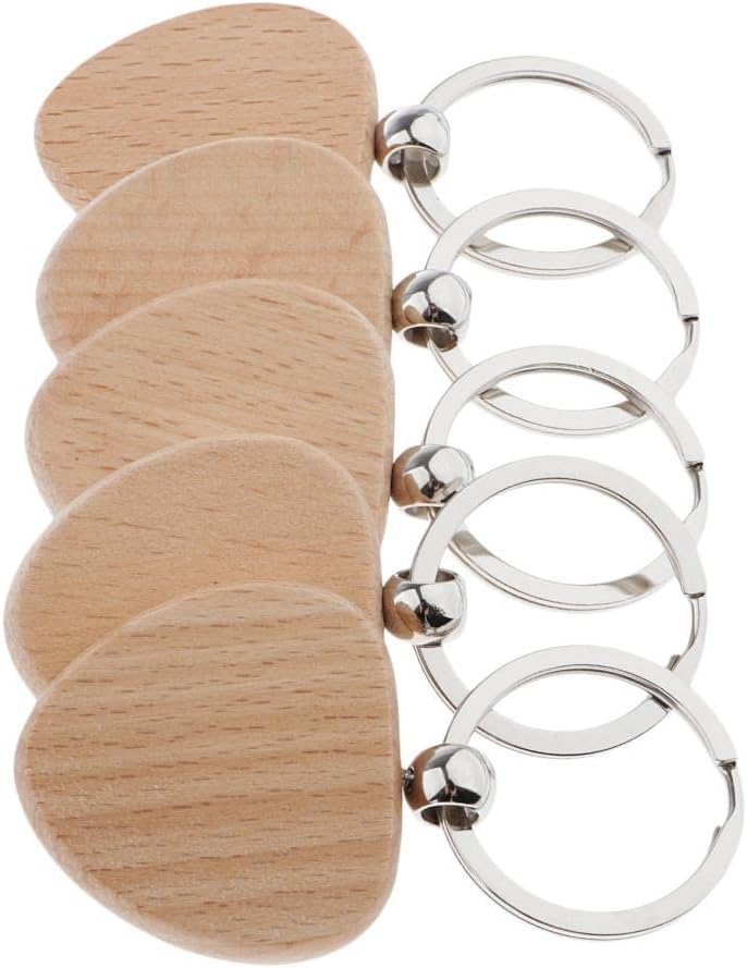 klarako 5x Wooden Blank Charms Pendants For Keychain Keyrings Phone Chain Decors Diy  Wood, heart 37x35mm - Image 2