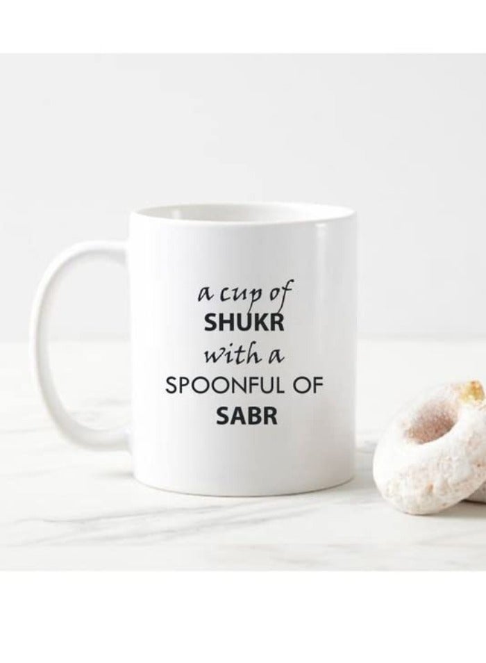 TAJNAN Shukr and Sabr Mug – “A Cup of Shukr with a Spoonful of Sabr” Quote – Ceramic Coffee Cup – 11oz - Image 1