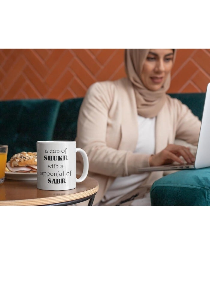 TAJNAN Shukr and Sabr Mug – “A Cup of Shukr with a Spoonful of Sabr” Quote – Ceramic Coffee Cup – 11oz - Image 3
