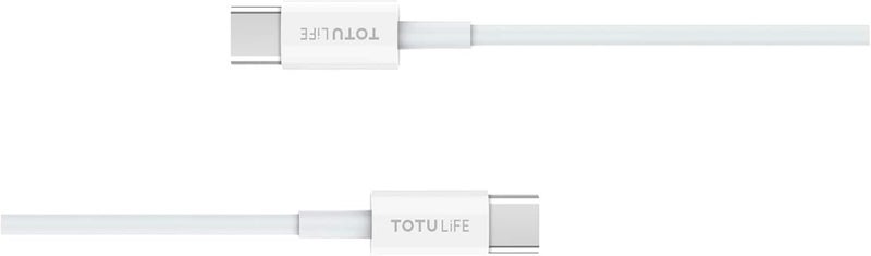 TOTULIFE 2 Meter USB Type C to USB Type C Cable - White - Image 1
