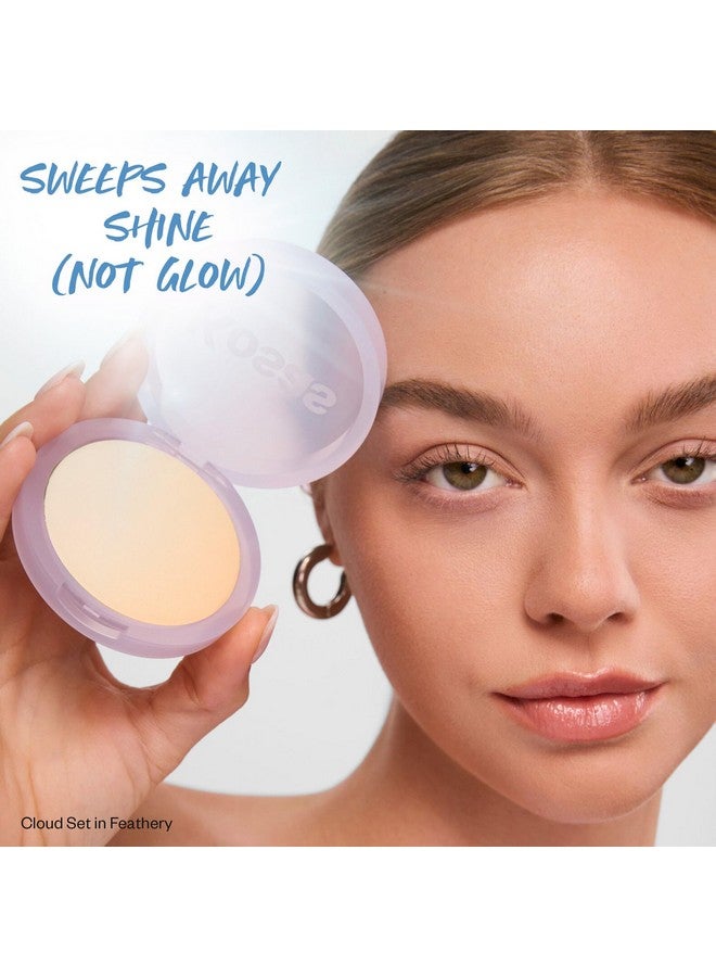 كوساس بودرة تثبيت الوجه كلاود سيت - بودرة ناعمة شفافة للتحكم في اللمعان، لمسة نهائية شفافة للمكياج، بودرة خبز مضغوطة سائبة محمولة وطويلة الأمد - ريشية (خفيفة ومتوسطة شفافة) - Image 3