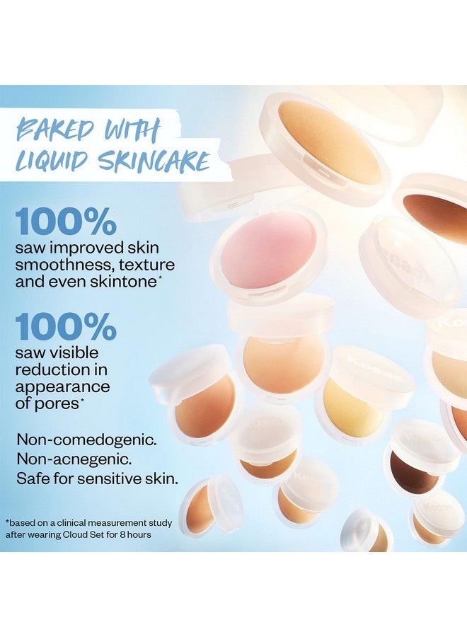 كوساس بودرة تثبيت الوجه كلاود سيت - بودرة ناعمة شفافة للتحكم في اللمعان، لمسة نهائية شفافة للمكياج، بودرة خبز مضغوطة سائبة محمولة وطويلة الأمد - ريشية (خفيفة ومتوسطة شفافة) - Image 4