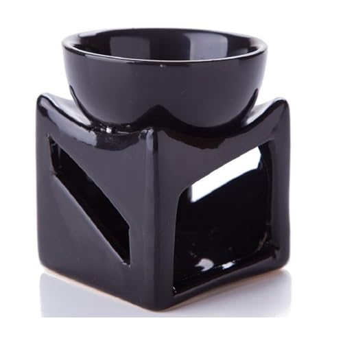 Mkd2 Rise Ceramic Candle Operated Aroma Diffuser Oil Burner Lamp for Fragrance with 1 pc Tealight (Black, Square) - Image 2