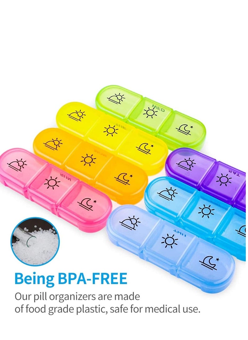 Najwa Pill Organizer 3 Times a Day, Large Weekly Pill Case 7 Day, Daily Pill Box with 21 Compartments, Pill Dispenser Supplement Holder for Pills/Vitamin/Fish Oil  - Image 2