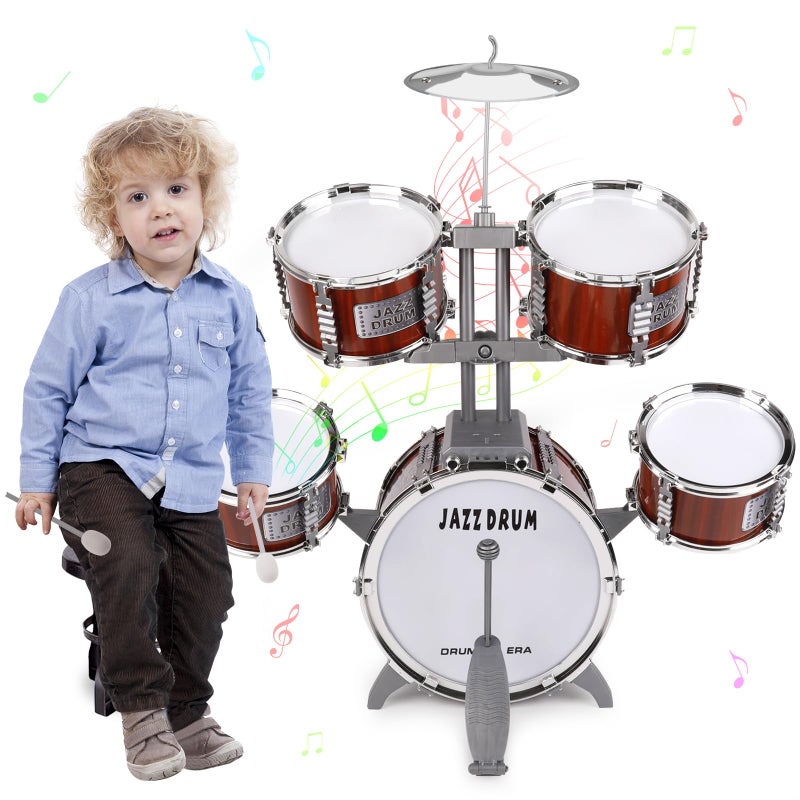 TWFRIC Toy Drum Set for Kids Ages 35 Toddler Jazz Drum Kit with 5 Drums Musical Instruments Toys for 3 4 5 Year Old Boys Girls Gifts - Image 3