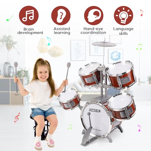 TWFRIC Toy Drum Set for Kids Ages 35 Toddler Jazz Drum Kit with 5 Drums Musical Instruments Toys for 3 4 5 Year Old Boys Girls Gifts - Image 5