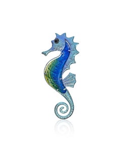 Large Metal And Glass Seahorse Wall Decor Sea Life Decor Metal Fish Wall Decor Ocean Beach Theme Wall Art For Bathroom Home Pool Gift Idea