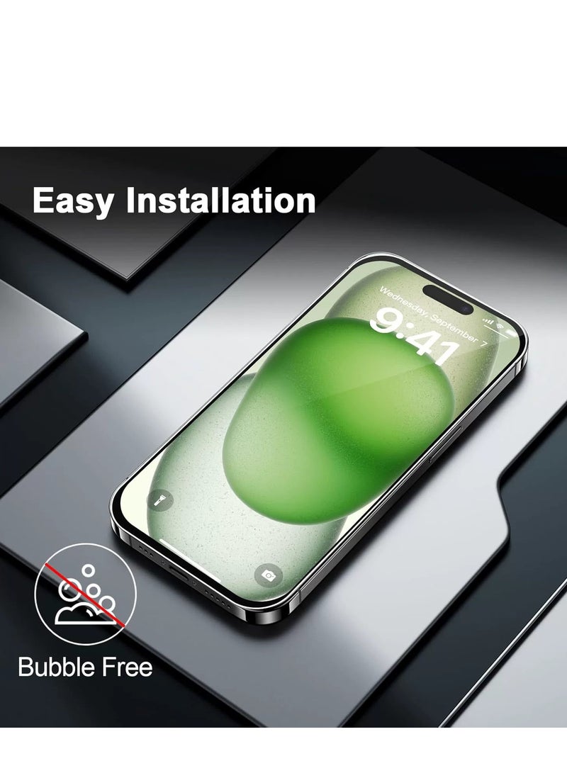 واقي شاشة زجاجي مقوى 9H لهاتف iPhone 16 Pro، عبوة من 3 قطع، شفاف للغاية، مقاوم للخدش، مضاد لبصمات الأصابع، مناسب للحافظات، يتضمن أدوات التثبيت - Image 2