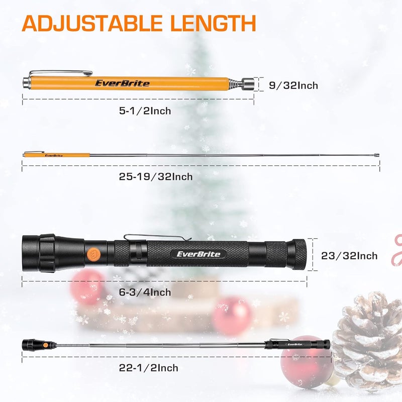 EverBrite 2-Piece Magnetic Pick Up Tool Set, Telescoping 360 Swivel Extensible Magnet Tool with LED Light, Gift for Dad, Mom, Husband, Birthday, Mechanic & Garage Tool - Image 2