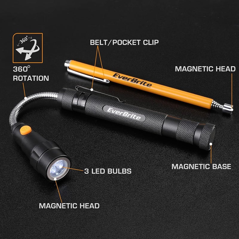 EverBrite 2-Piece Magnetic Pick Up Tool Set, Telescoping 360 Swivel Extensible Magnet Tool with LED Light, Gift for Dad, Mom, Husband, Birthday, Mechanic & Garage Tool - Image 3