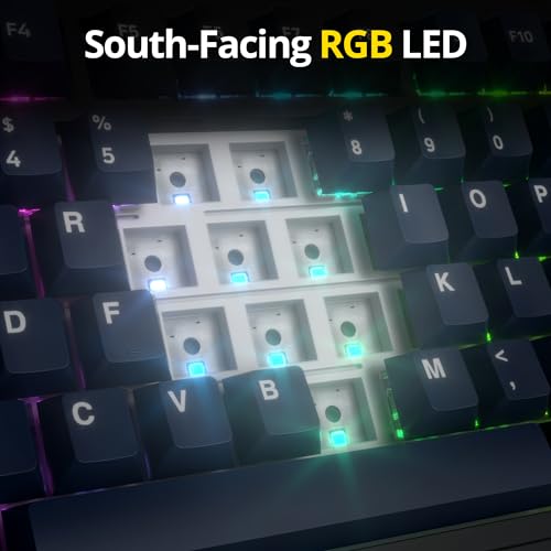 surmen M75 75% Wireless Creamy Keyboard with Gasket, Pre-lubed Triple Mode Bluetooth Mechanical Gaming Keyboard BT5.0/2.4Ghz/USB with Sound Absorbing Pads Hot-Swap(Deep Sea) - Image 5