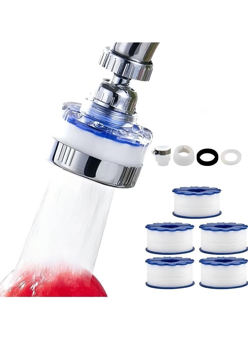360°Rotating Sink Bathroom Faucet Water Filter,Faucet Splatter,Kitchen Faucet Water Filtration Removes Sediment Impurities Rust for Home Kitchen&Bathroom-5 Replaceable filter cotton
