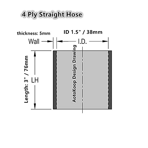 AotoKoop 15 inch 38mm ID Straight Silicone Hose Coupler for Automotive Radiator Coolant Piping Length 3 76mm Black - Image 3