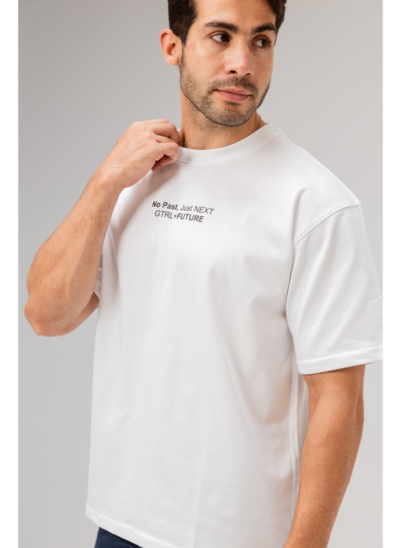 Future Men Basic Half Sleeves T-Shirt Casual Style With Simple Design For Men White Size L - Image 2