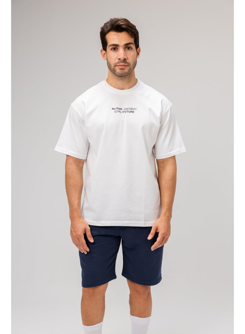 Future Men Basic Half Sleeves T-Shirt Casual Style With Simple Design For Men White Size L - Image 1